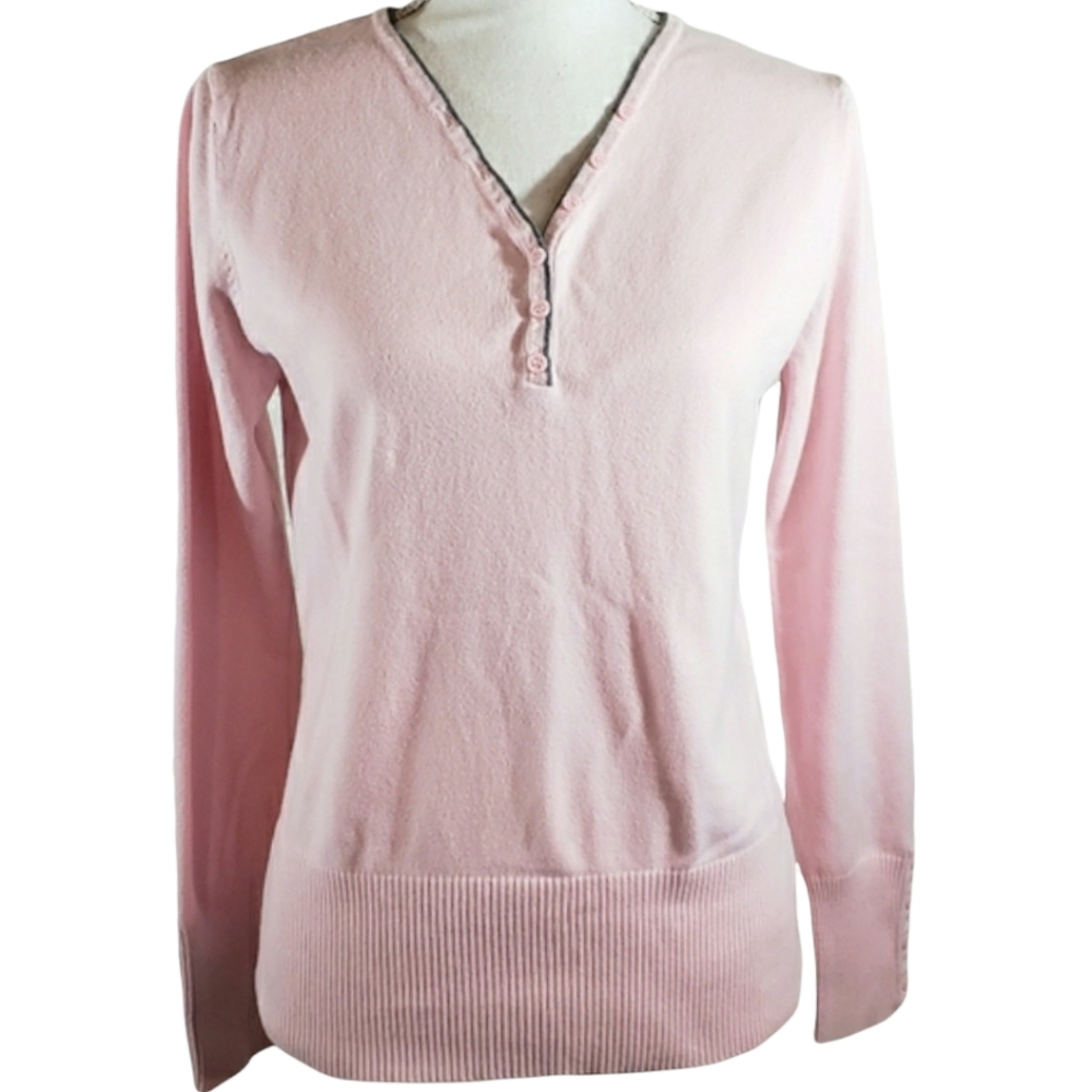 Croft & Barrow Sweater Pink Gray Trim